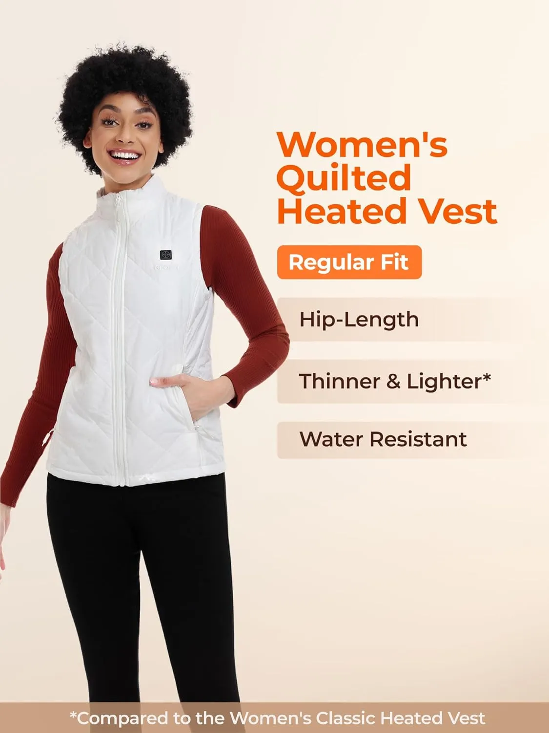 ORORO Quilted Heated Vest for Women, Lightweight Quilted Heating Vest with Battery (Charger Not Included)