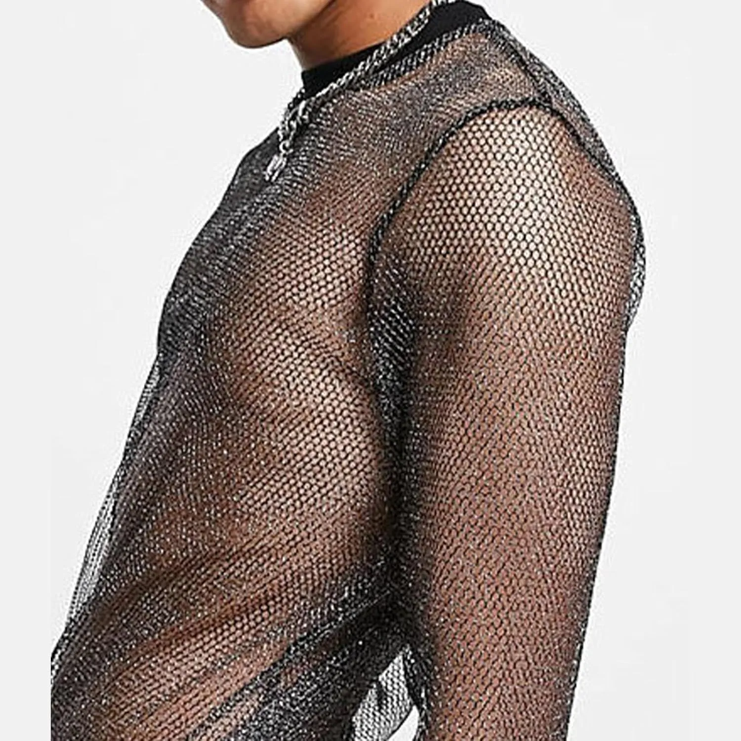 Panegy Men's Sheer Mesh See Through Tshirt Workout Gym Muscle Shirts Party Club Rave Disco Tank Top Tee