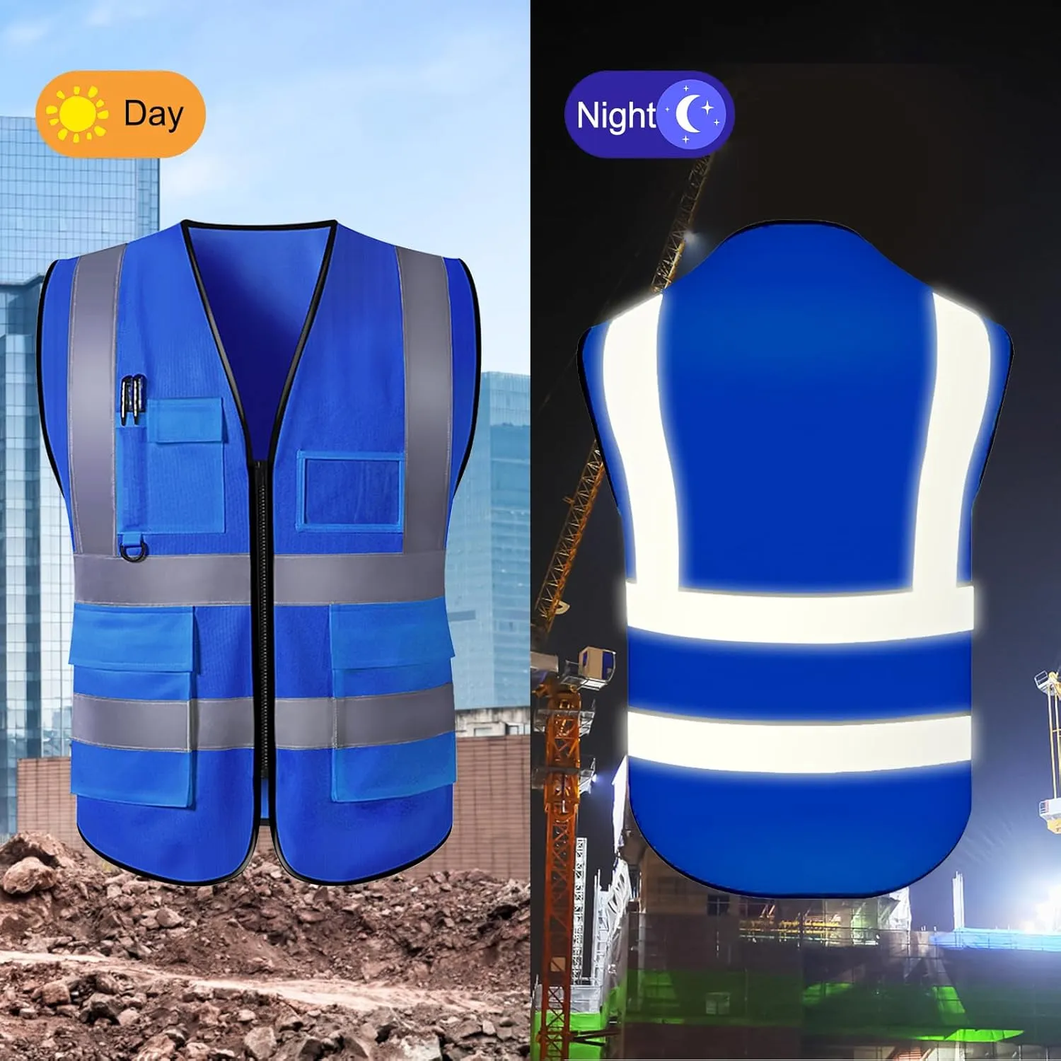 Personalized Safety Vest Custom Logo/Text/Name High Visibility Vests with Pockets and Zipper Bulk for Women Men Work