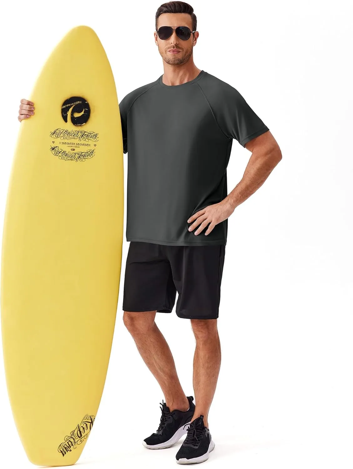 PINSPARK Mens Swim Shirt Short Sleeve UPF 50  Sun Protection Shirts Rash Guard Quick Dry Tshirts Beach Water Athletic Shirt