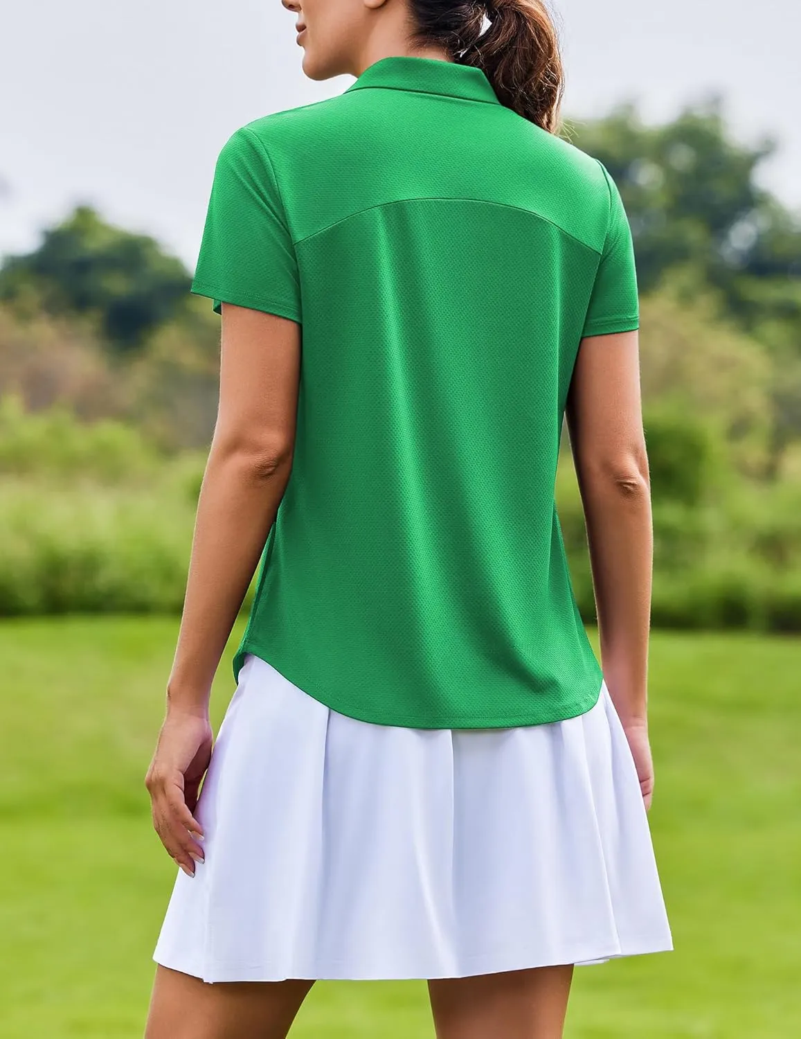 PINSPARK Womens Golf Shirt Zip Up Polo UPF 50  Sun Protection Collared Shirts Quick Dry Short Sleeve Tennis Athletic Top