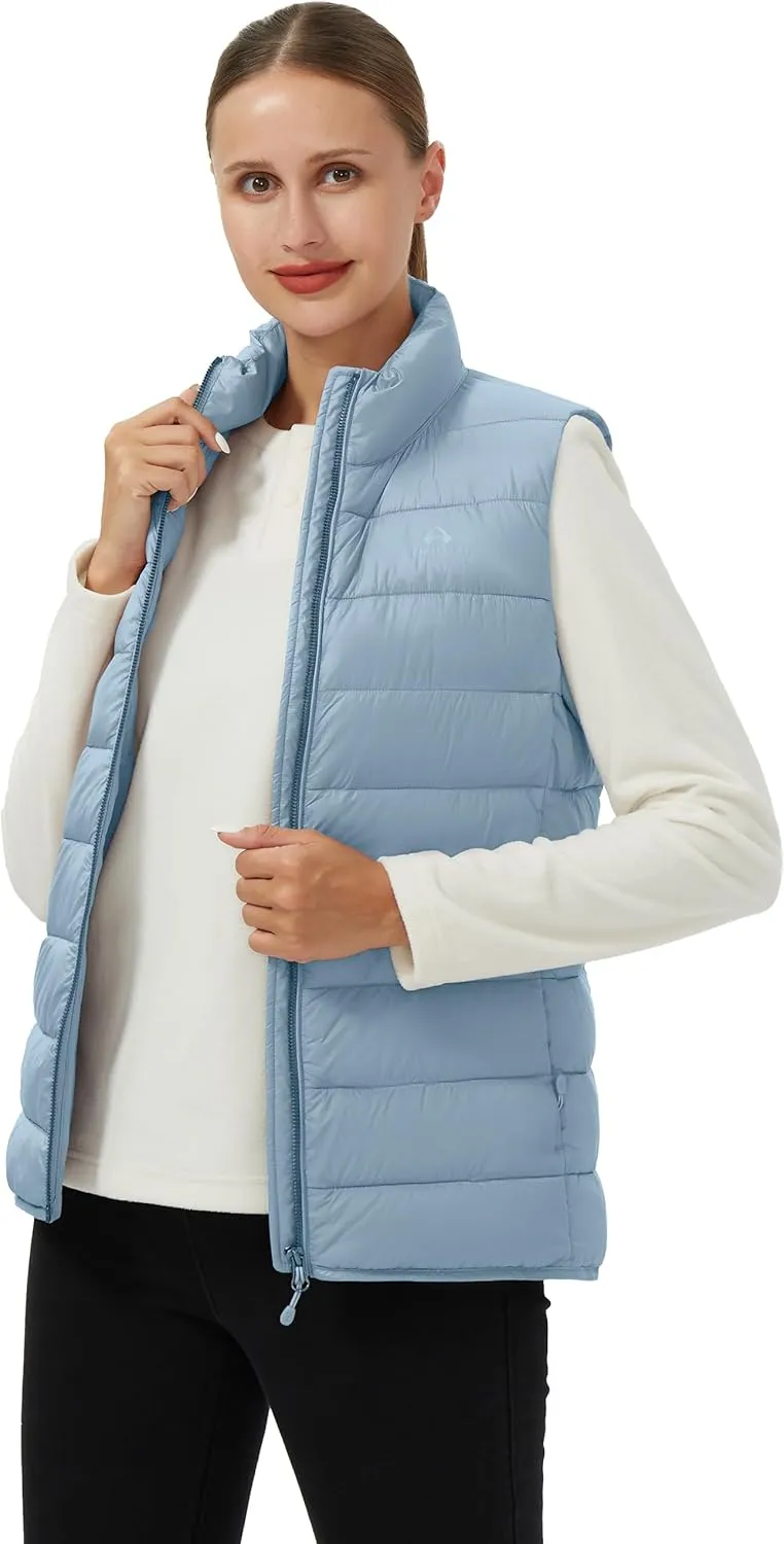 Pioneer Camp Puffer Vest Women Lightweight Packable Sleeveless Bubble Quilted Zip Up Padded Warm Winter Outerwear Puffy Vests