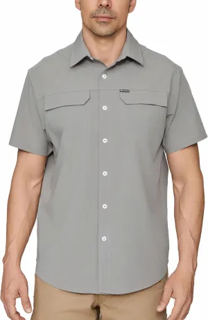 PIQIDIG Men's UPF 50  Sun Protection Shirt Short Sleeve Hiking Fishing Shirt Quick Dry for Safari Travel Button Down Shirts