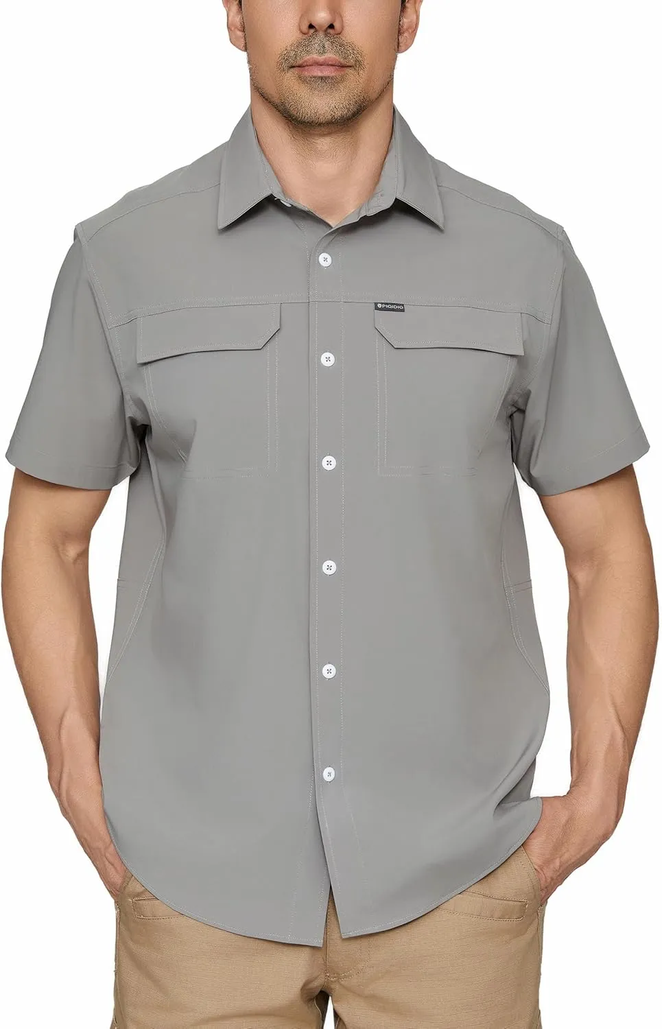 PIQIDIG Men's UPF 50  Sun Protection Shirt Short Sleeve Hiking Fishing Shirt Quick Dry for Safari Travel Button Down Shirts