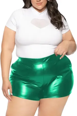 Plus Size Women Summer Shorts Sexy Matte PU Leather Bodycon Hot Pants Party Music Festival Elastic Shorts
