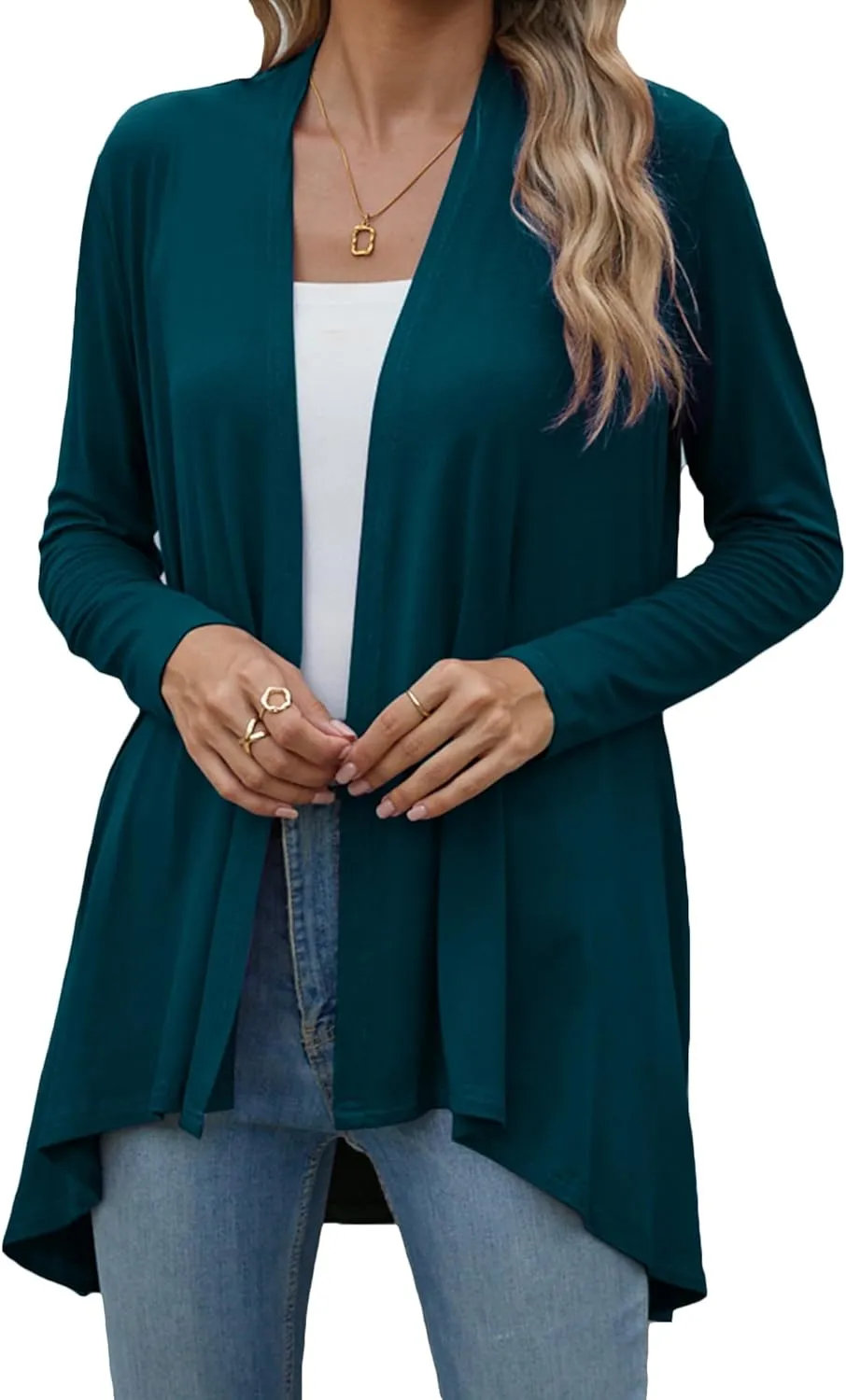 POGTMM Women's Open Front Casual Long Sleeve Lightweight Drape Cardigans Sweater Duster with Pockets (S-3XL)