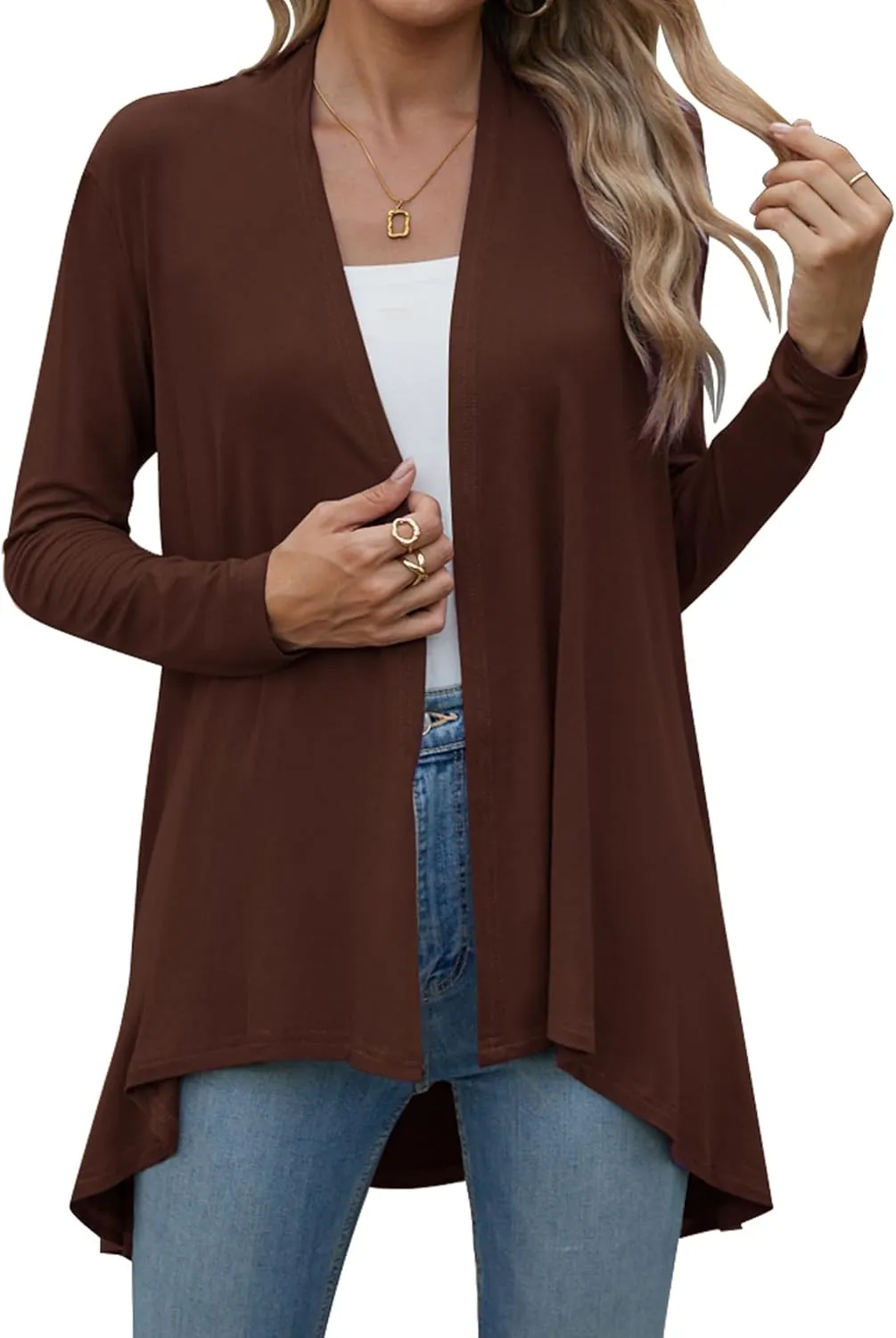 POGTMM Women's Open Front Casual Long Sleeve Lightweight Drape Cardigans Sweater Duster with Pockets (S-3XL)