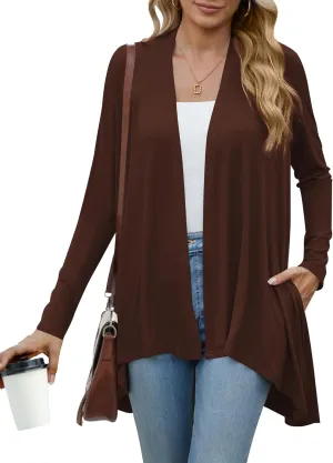 POGTMM Women's Open Front Casual Long Sleeve Lightweight Drape Cardigans Sweater Duster with Pockets (S-3XL)