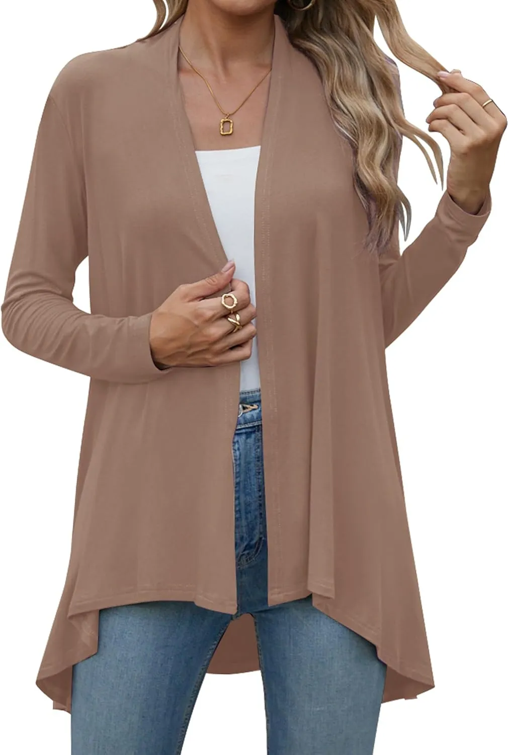 POGTMM Women's Open Front Casual Long Sleeve Lightweight Drape Cardigans Sweater Duster with Pockets (S-3XL)