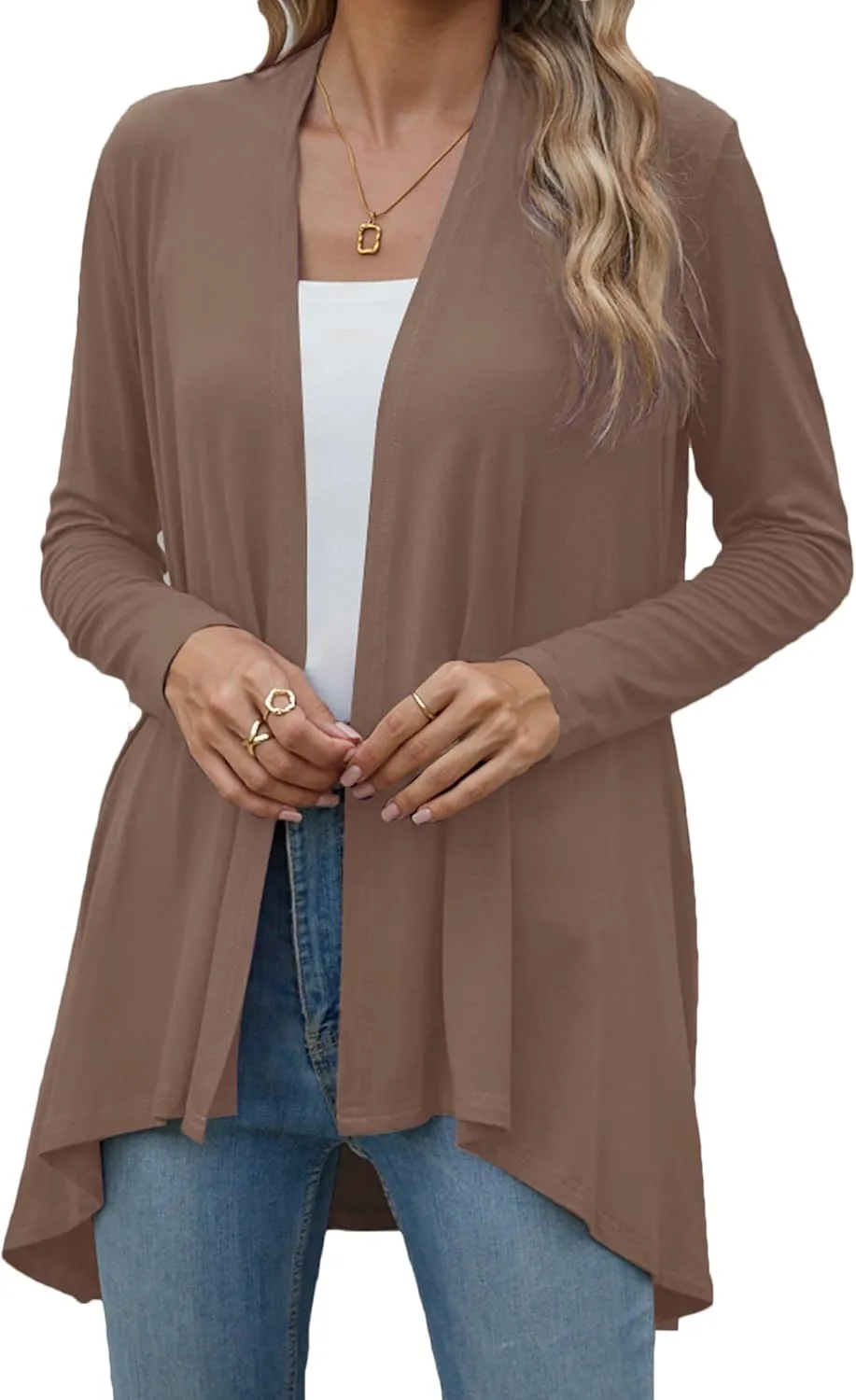 POGTMM Women's Open Front Casual Long Sleeve Lightweight Drape Cardigans Sweater Duster with Pockets (S-3XL)