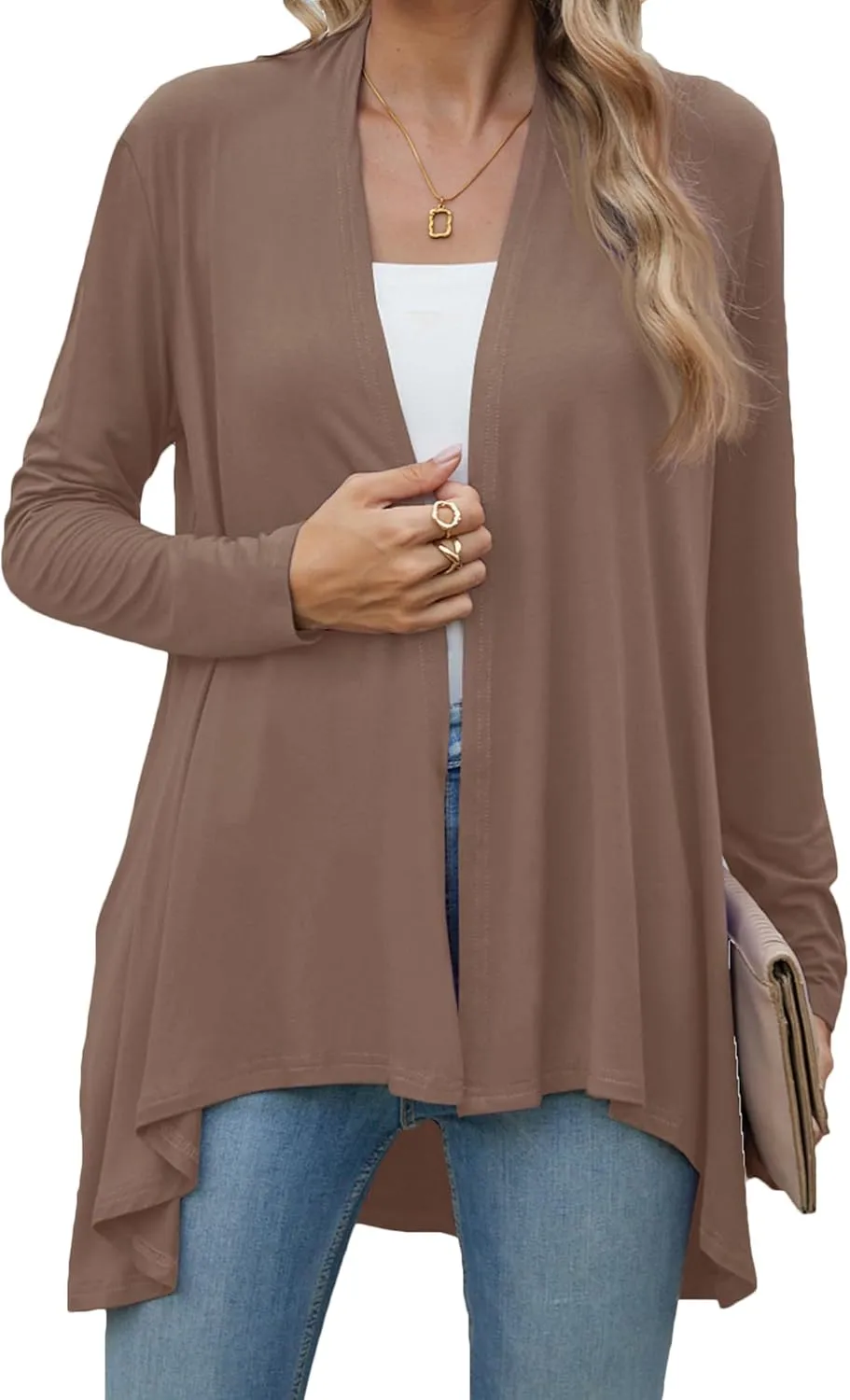 POGTMM Women's Open Front Casual Long Sleeve Lightweight Drape Cardigans Sweater Duster with Pockets (S-3XL)