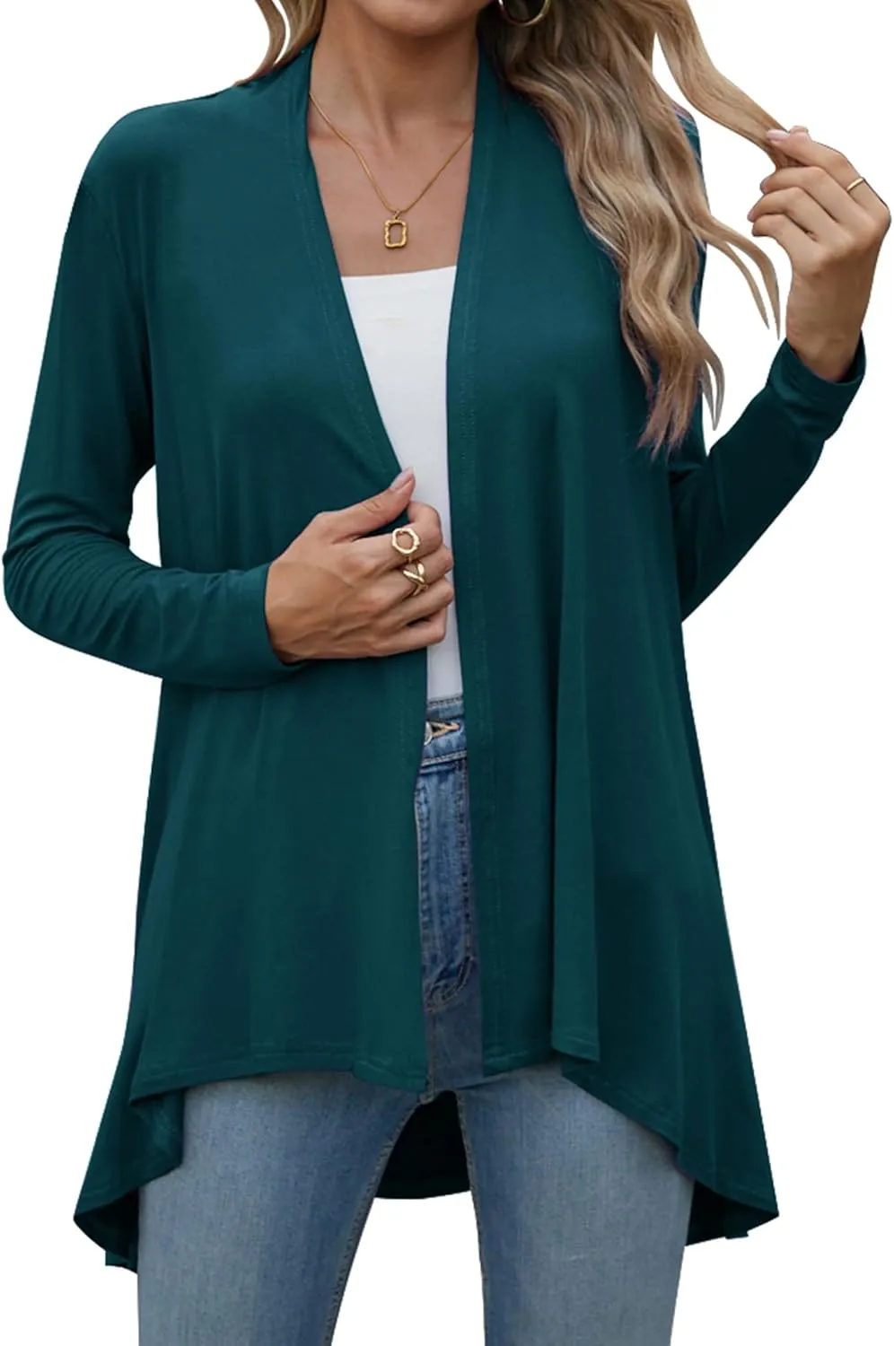 POGTMM Women's Open Front Casual Long Sleeve Lightweight Drape Cardigans Sweater Duster with Pockets (S-3XL)