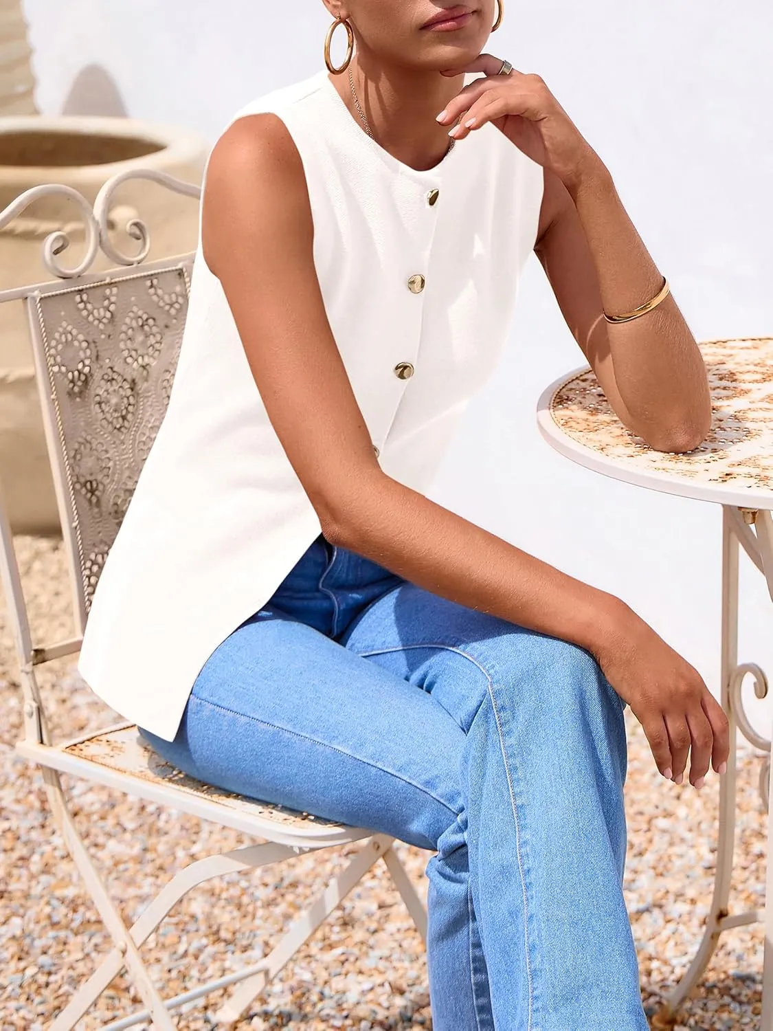 PRETTYGARDEN Women's Sweater Vest Button Down Summer Tank Tops 2025 Sleeveless Knit Vests Fashion Business Casual Outfits