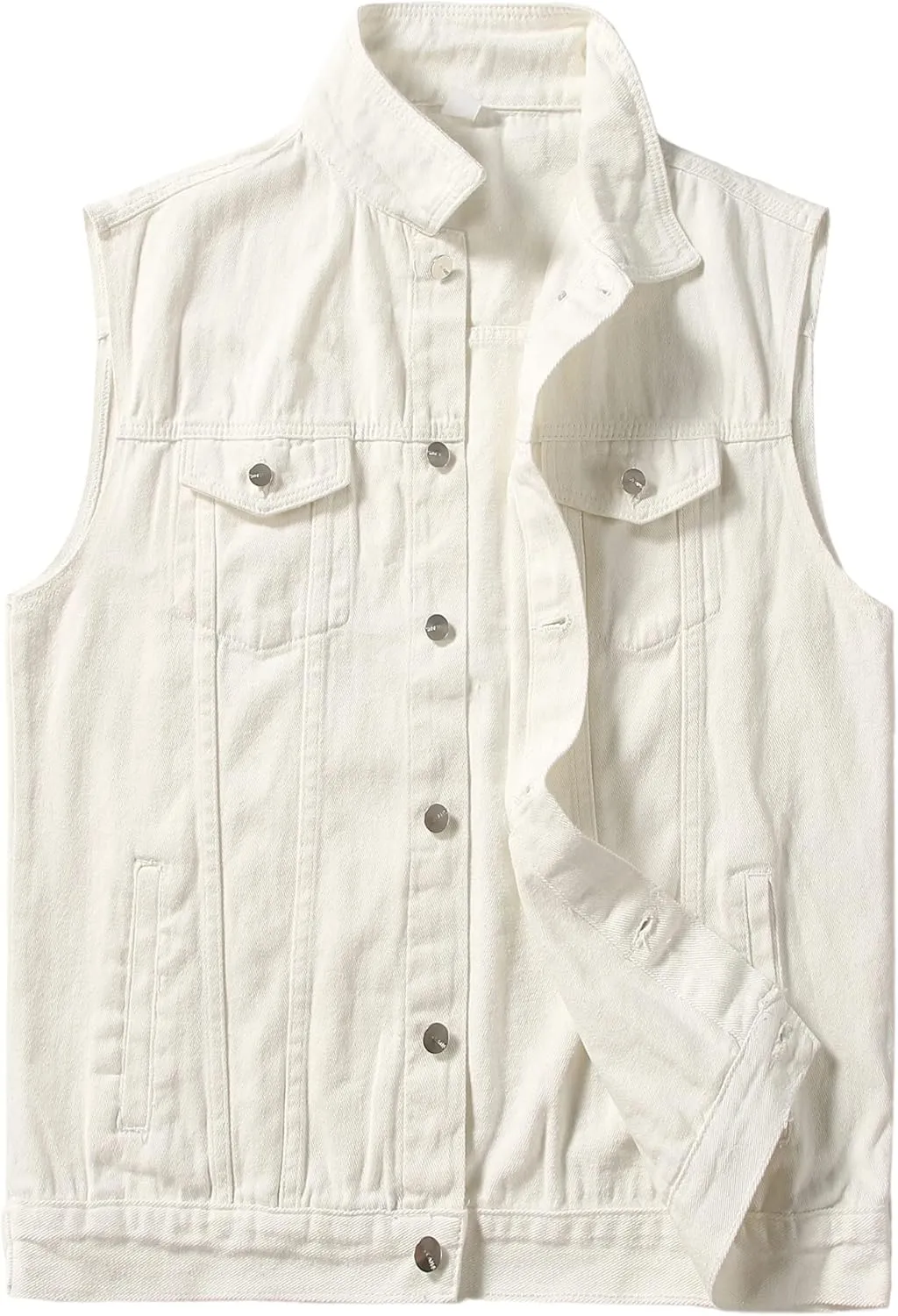 PRIJOUHE Men's Denim Vest Jean Vest Black Denim Motorcycle Black Blue Biker Plus Size Sleeveless