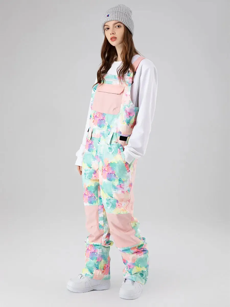 Printed Ski Snow Bibs Pants Windproof