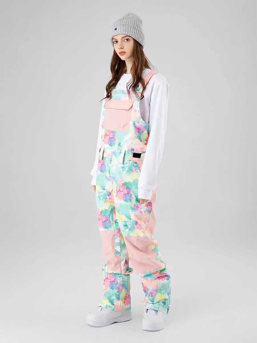 Printed Ski Snow Bibs Pants Windproof