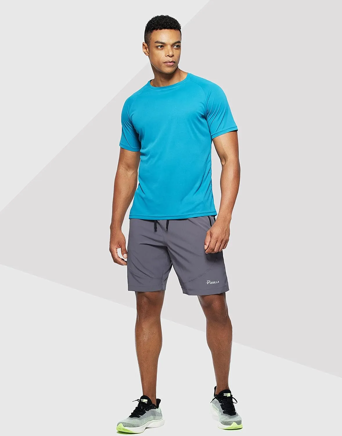 Pudolla Men's Workout Running Shorts 7"/5"/9" Lightweight Gym Athletic Shorts for Men with Zipper Pockets