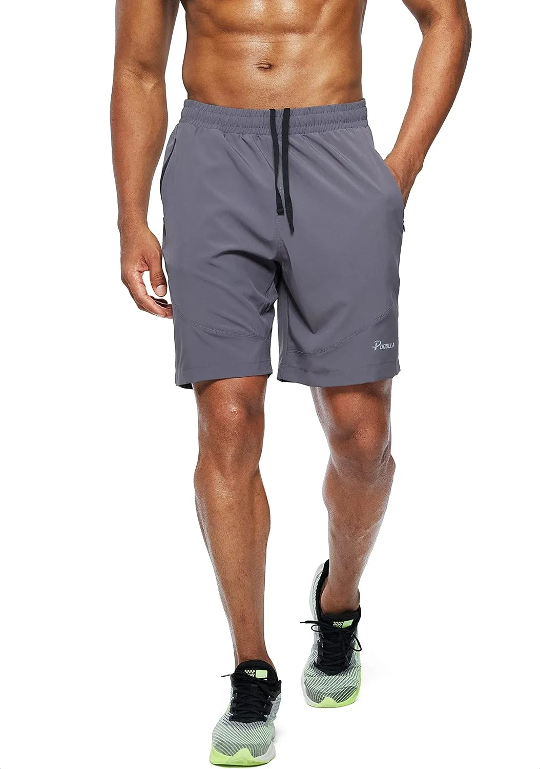 Pudolla Men's Workout Running Shorts 7"/5"/9" Lightweight Gym Athletic Shorts for Men with Zipper Pockets