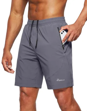 Pudolla Men's Workout Running Shorts 7"/5"/9" Lightweight Gym Athletic Shorts for Men with Zipper Pockets