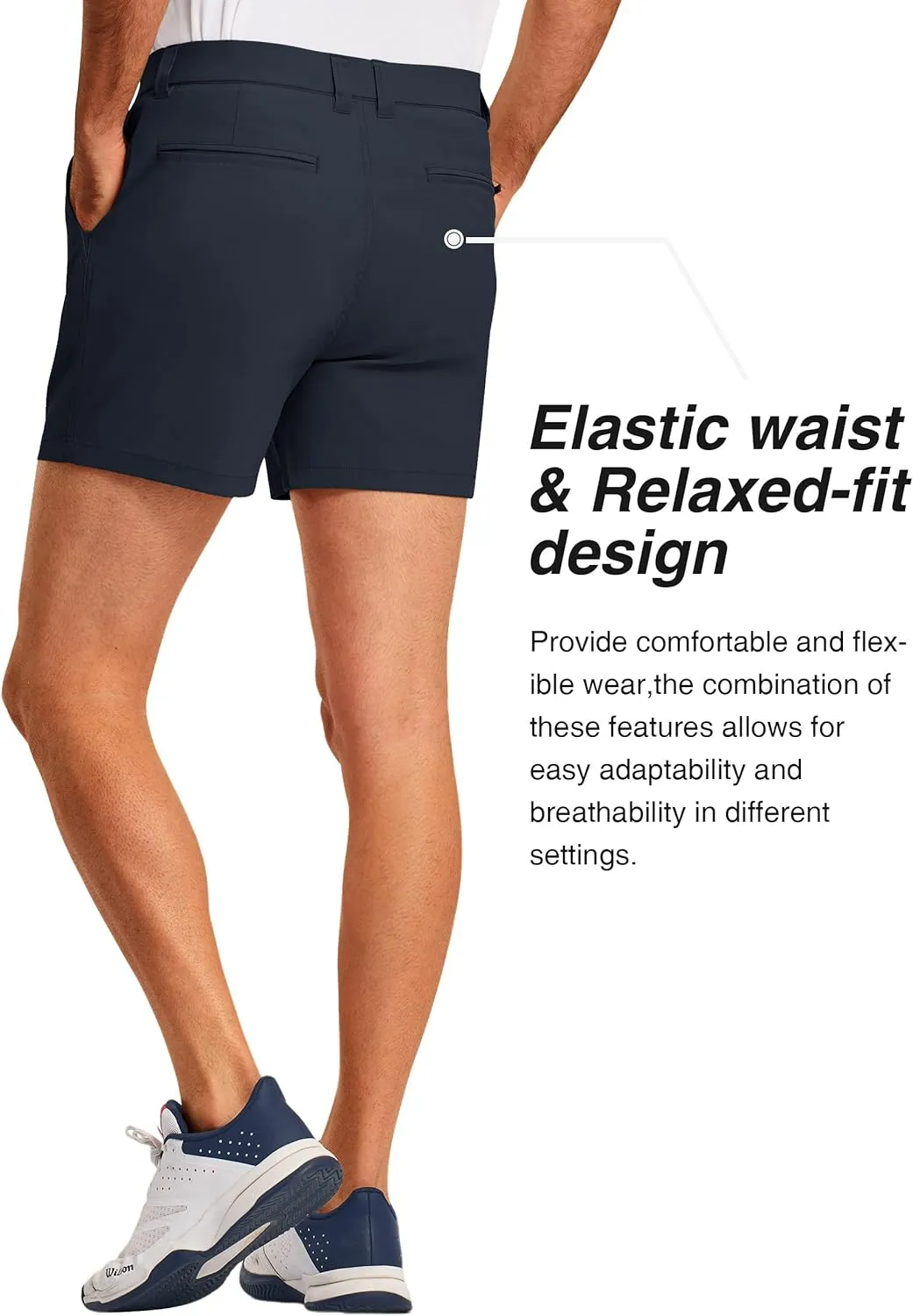 PULI Golf Shorts Men 5 Inch Inseam Stretch Casual Dress Shorts with Pockets Waterproof Lightweight Quick Dry