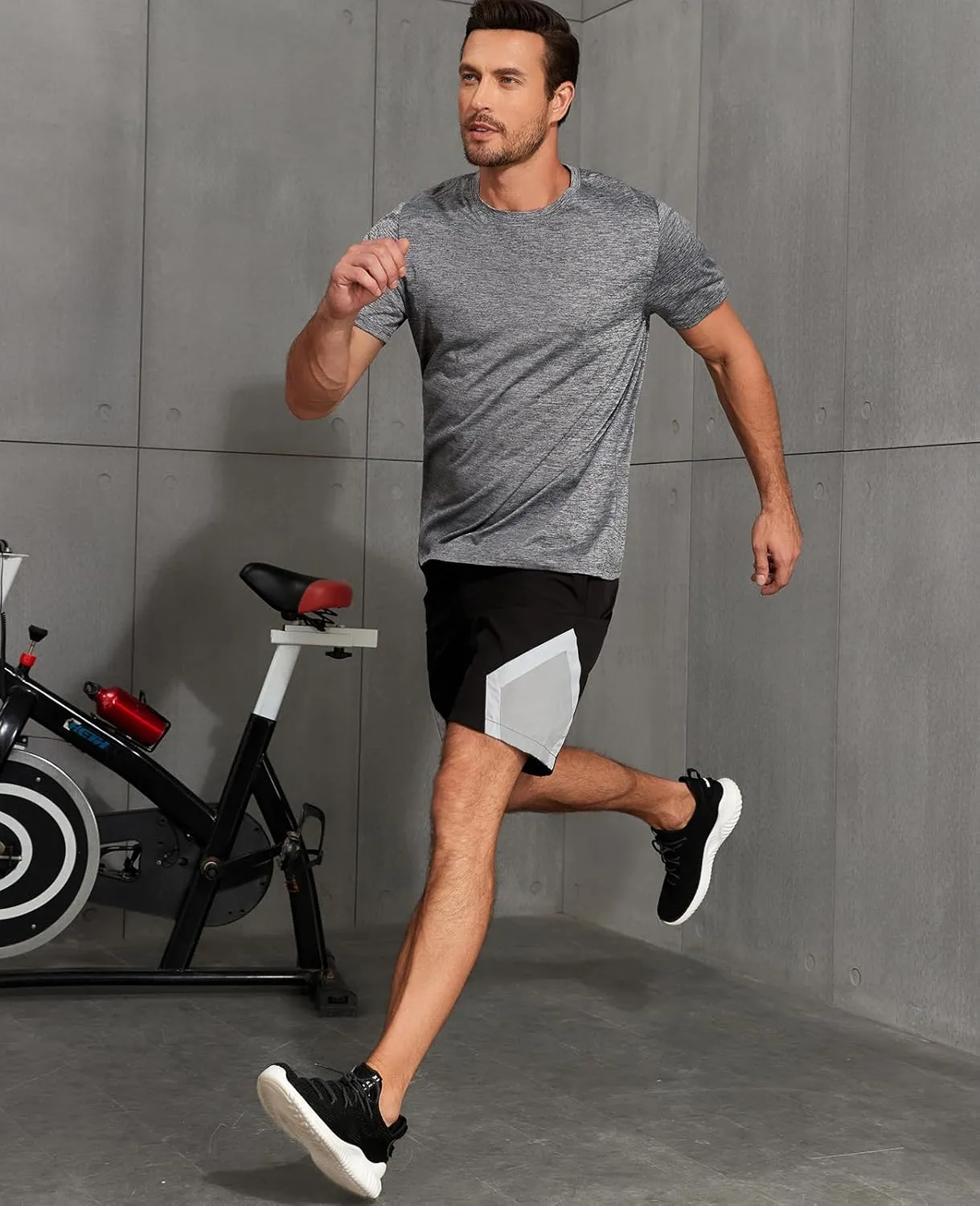 QIVICIMA Men's Workout T-Shirt Short Sleeve Athletic Shirts Dry Fit Breathable Mesh Running Tee Top
