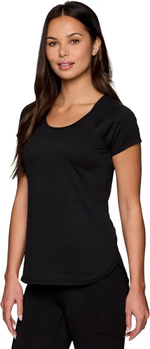 RBX Active Women's Athletic Quick Dry Space Dye Short Sleeve Yoga T-Shirt