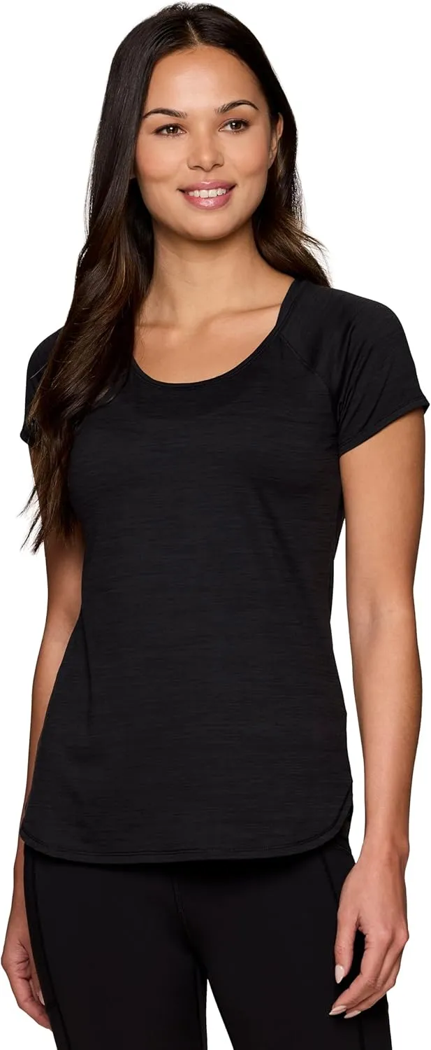 RBX Active Women's Athletic Quick Dry Space Dye Short Sleeve Yoga T-Shirt