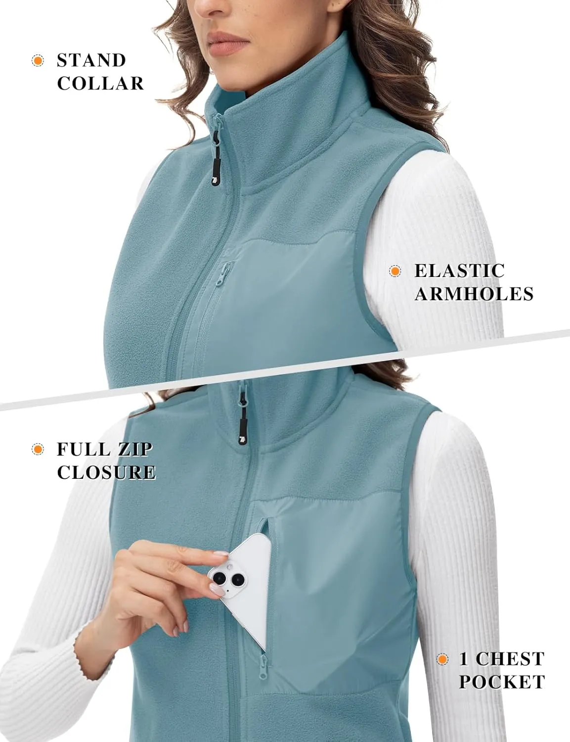 Rdruko Women's Fleece Vest Lightweight Warm Outerwear Sleeveless Jacket with 5 Pockets for Fall & Winter