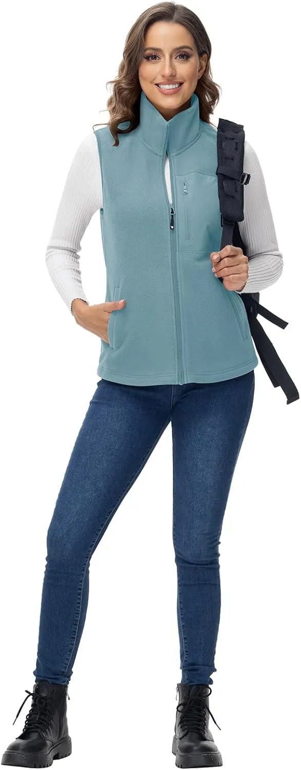 Rdruko Women's Fleece Vest Lightweight Warm Outerwear Sleeveless Jacket with 5 Pockets for Fall & Winter