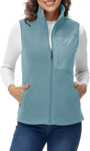Rdruko Women's Fleece Vest Lightweight Warm Outerwear Sleeveless Jacket with 5 Pockets for Fall & Winter