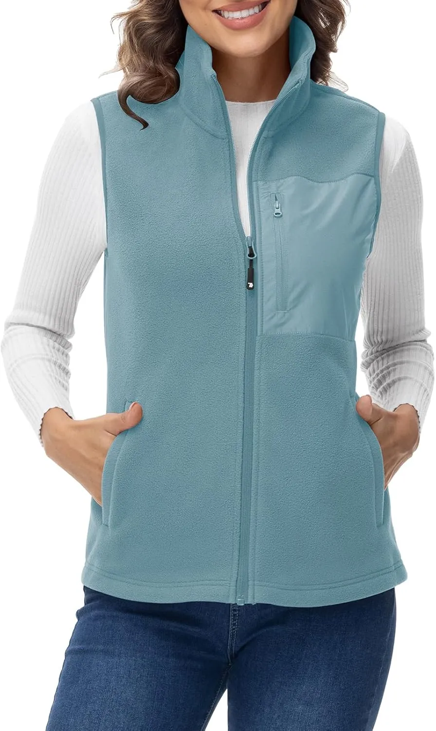 Rdruko Women's Fleece Vest Lightweight Warm Outerwear Sleeveless Jacket with 5 Pockets for Fall & Winter
