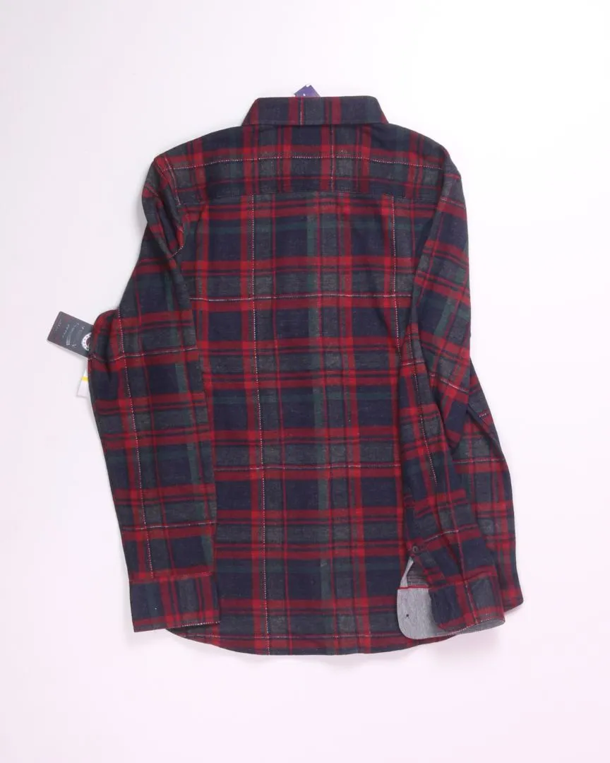 Red/Navy Flag & Anthem Flannel Button Up, M