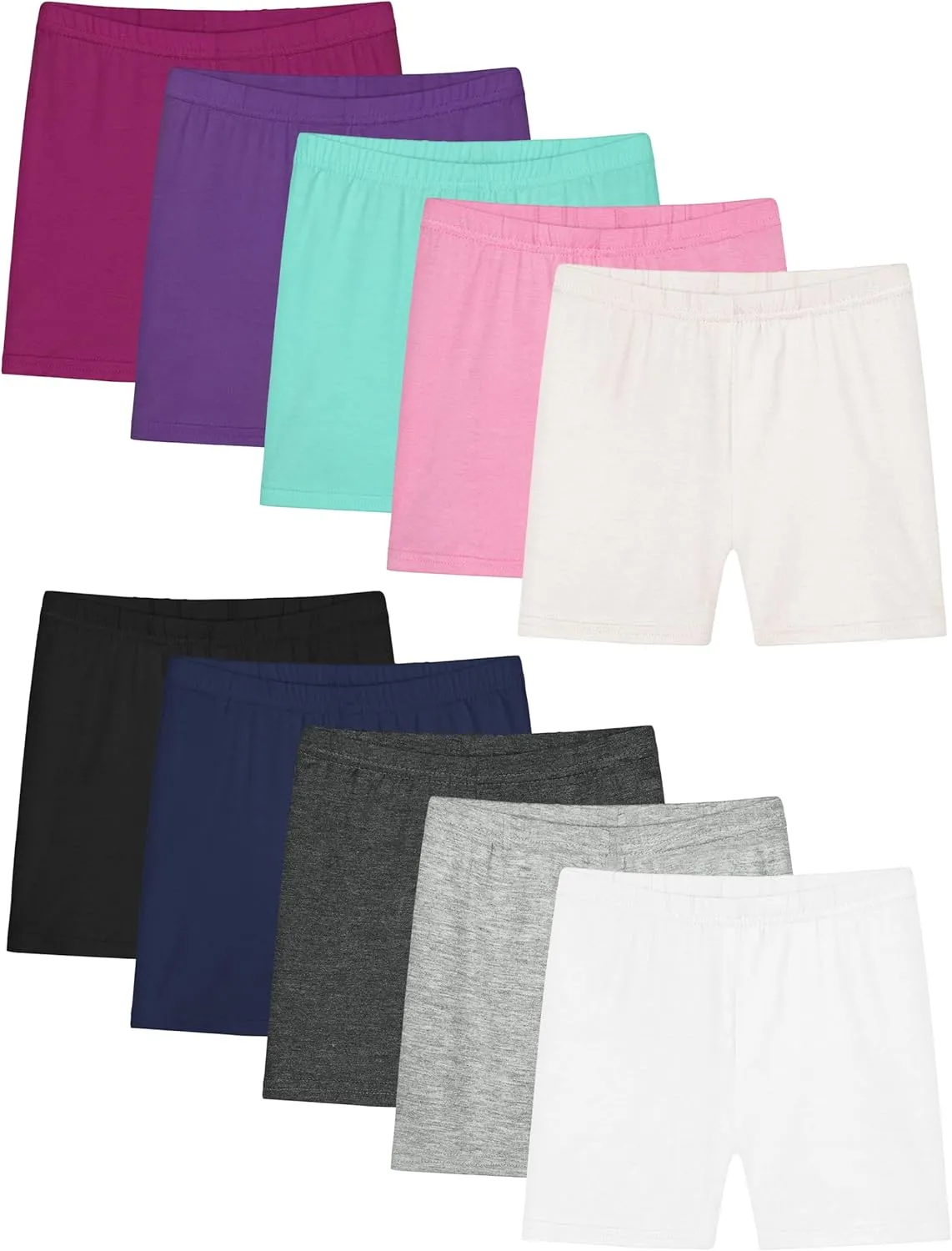 Resinta 10 Pack Girls Bike Shorts Cartwheel Under Dress Dance Shorts for Toddler Girls Kids Multicolor