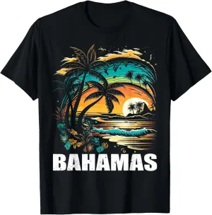 Retro Bahamas Sunset Vintage Vacation Souvenir T-Shirt