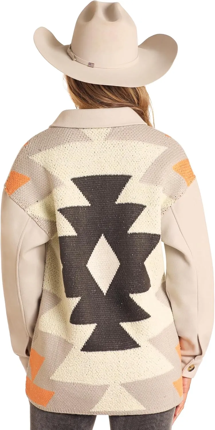 Rock & Roll Denim Women's Aztec Knit Shirt Jacket