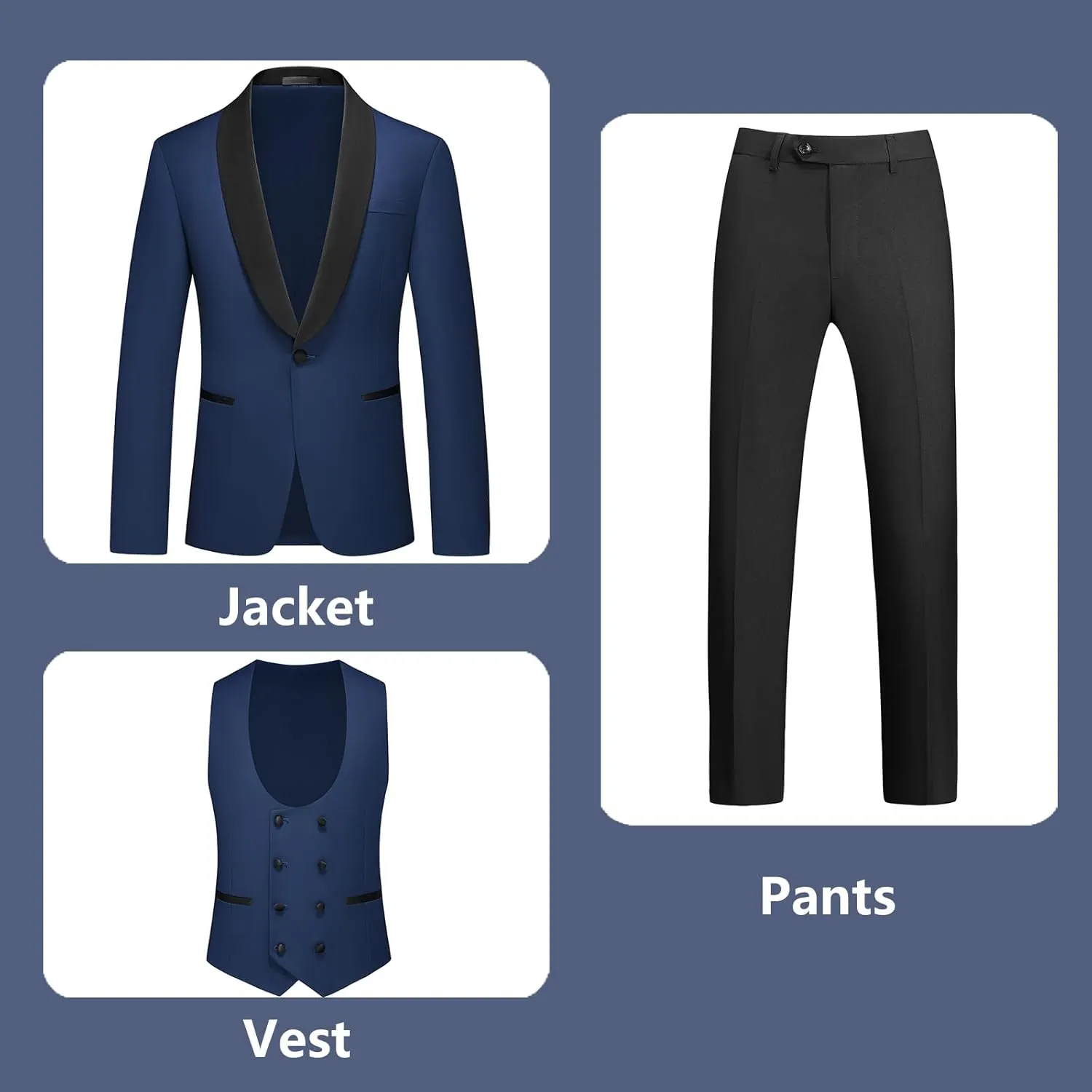Rogers & Morris Tuxedo Suits for Men Solid 4 Piece Regular Fit Formal Set
