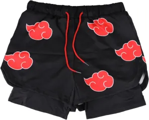 Rulercosplay Anime Double Layer Active Shorts with Phone Pocket Digital Printing 5'' Inseam Funny Board Shorts for Men, Boys