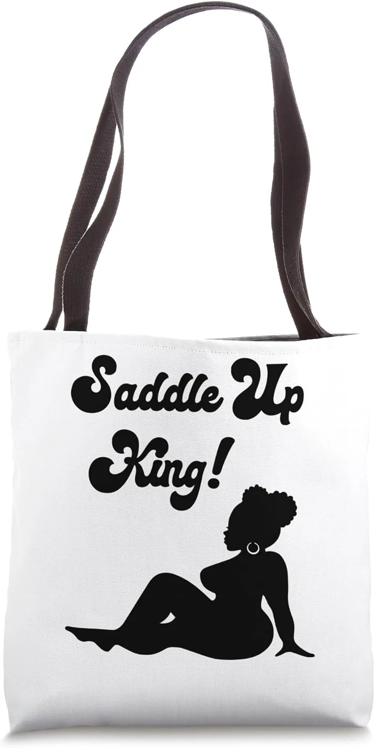 Saddle Up Daddy Ebony Queen Black Sexy Outfit Naughty Women Tote Bag