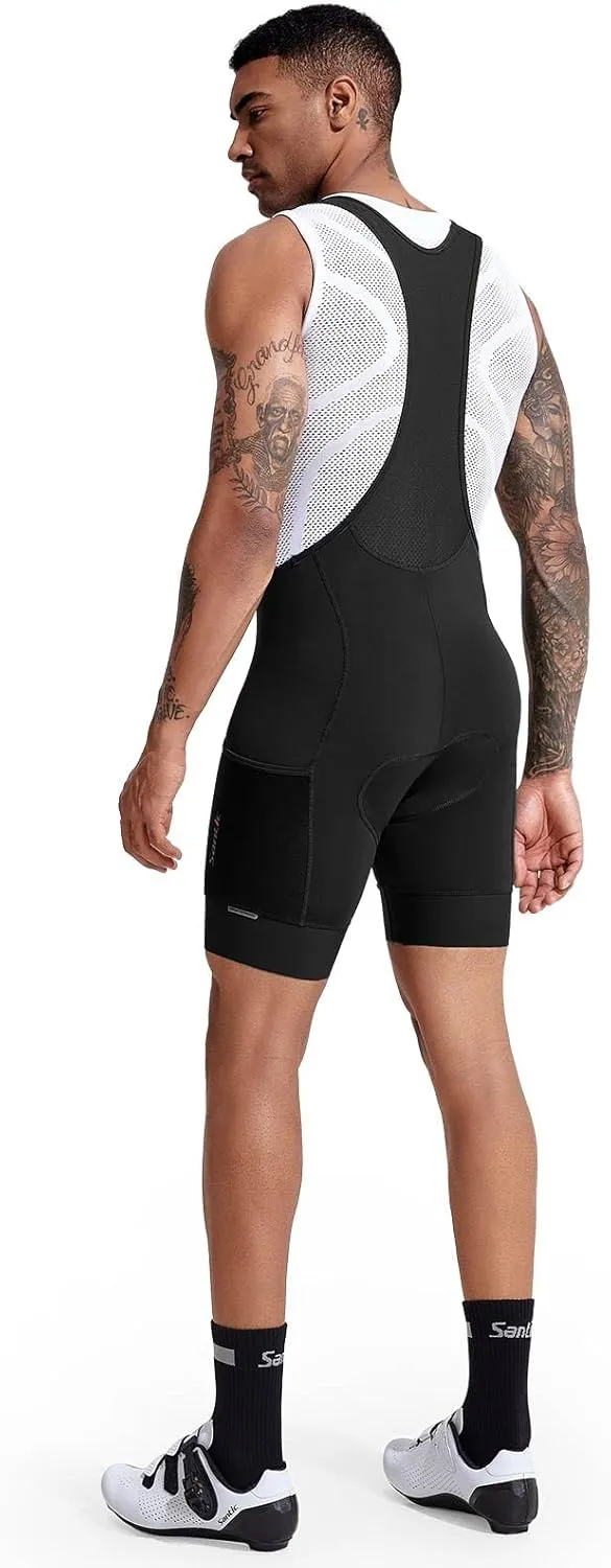 Santic Men's Cycling Bibs Shorts Cycle Wear Tights 4D Padded Road Bike Bicycle Shorts with Pocket