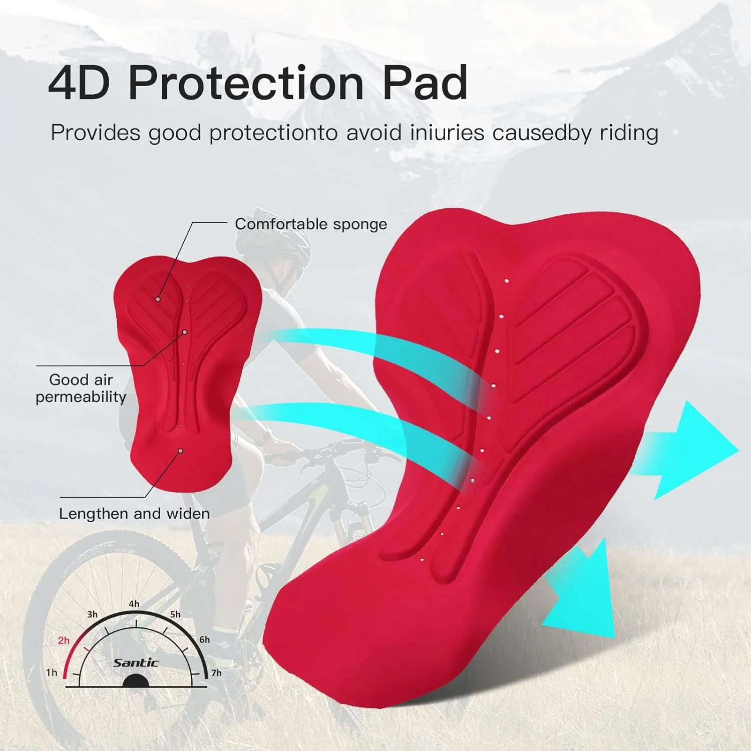 Santic Men's Cycling Bibs Shorts Cycle Wear Tights 4D Padded Road Bike Bicycle Shorts with Pocket