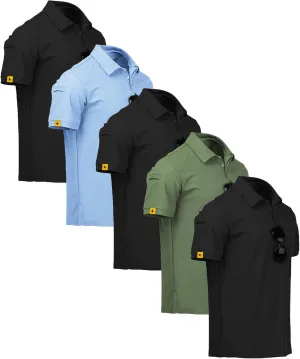 SCODI 5 Pack Mens Polo Shirts Short Sleeve Athletic Golf Polo Shirt for Men Casual Collared Summer Multipack T-Shirts