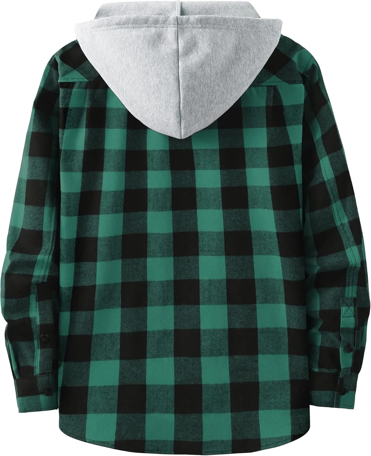 SCODI Mens Flannel Hoodie Shirt Casual Button Down Plaid Jacket Shirts Stylish Long Sleeve Shirts with Pocket