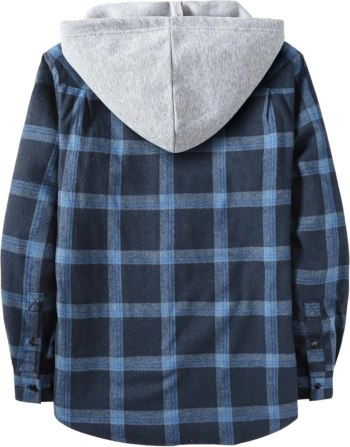 SCODI Mens Flannel Hoodie Shirt Casual Button Down Plaid Jacket Shirts Stylish Long Sleeve Shirts with Pocket