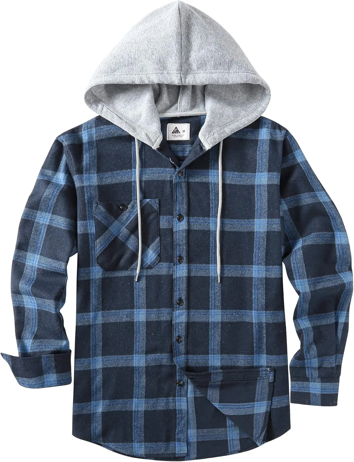 SCODI Mens Flannel Hoodie Shirt Casual Button Down Plaid Jacket Shirts Stylish Long Sleeve Shirts with Pocket