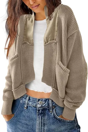 SENSERISE Womens Cardigan Sweaters Cable Knit Sweater Open Front Long Sleeve Chunky Cardigan Outerwear Coats