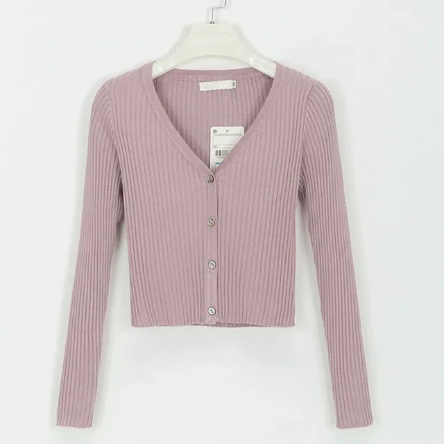 Sexy Button Knitted Cardigan Sweater