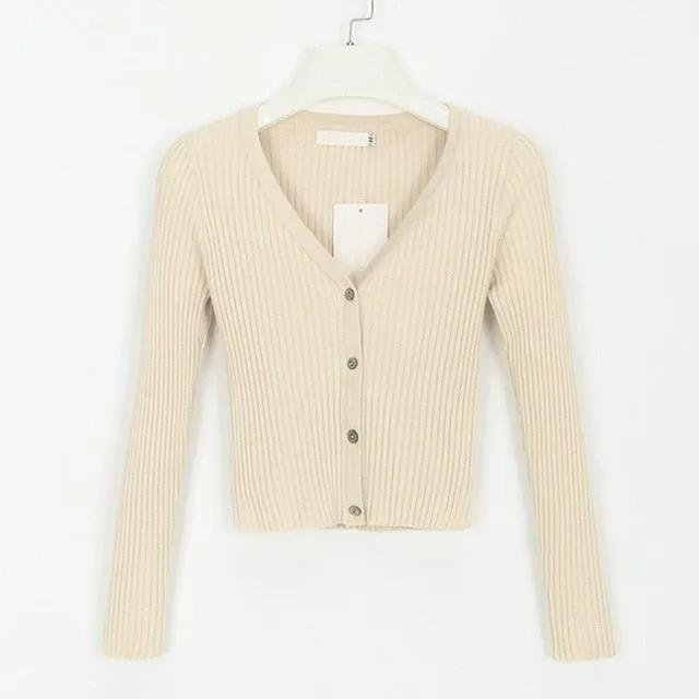 Sexy Button Knitted Cardigan Sweater