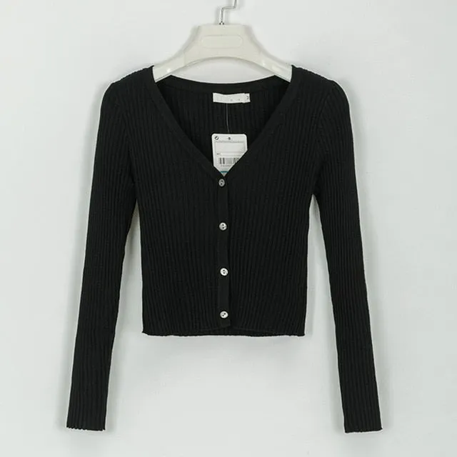 Sexy Button Knitted Cardigan Sweater