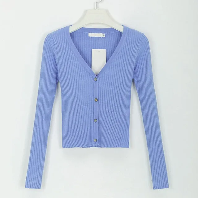 Sexy Button Knitted Cardigan Sweater