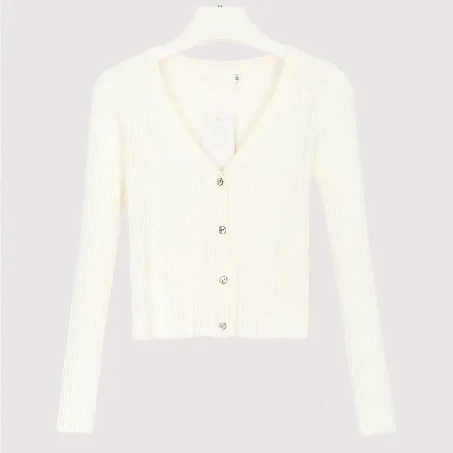 Sexy Button Knitted Cardigan Sweater